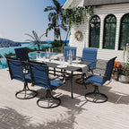 MELLCOM 7 Pieces Outdoor Dining Set, 6 Swivel Rocker Chairs by MELLCOM