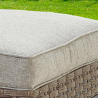 Outdoor Cushioned Ottoman Wicker Patio Furniture Ottoman - Image 3