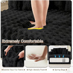 56" W Oversized Chaise Lounge Chair Indoor, Plush Faux Fur Sleeper Couch Sofa - Image 3