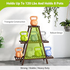 BMOSU Plant Stand Bamboo for Indoor Outdoor Tiered Plant Shelf 8 Potted Flower - Image 6