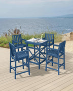 5 Pieces Adirondack Bar Chairs Set, HDPE Patio Bar Height Table and Chairs - Image 3