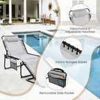 GYMAX Lounge Chairs for Outside, Extra High Folding Beach Tanning Lounger - Image 7