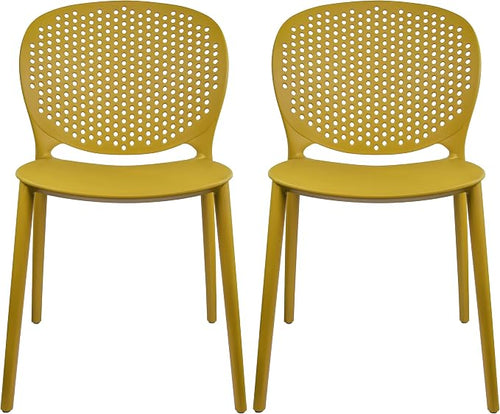 2xhome Set of 2 Patio Dining Chairs | Modern Stackable Outdoor Pool Side Chair by 2xhome