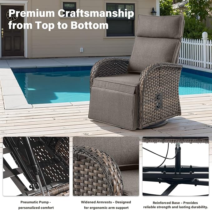 Swivel Outdoor Recliner Chair Set of 2 - Image 5