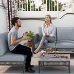 Outdoor Patio Sofa Conversation Set–Rattan 4 Seats Comfortable Couch - Image 3