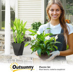 Outsunny Set of 3 Tall Planters, MgO Indoor Outdoor Planters - Image 9