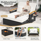 Moccha Outdoor Wicker Daybed, Patio Rattan Loveseat Sofa w/ 4-Level Adjustable - Image 4