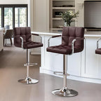 Yaheetech Bar Stools Set of 2, Adjustable PU Leather Swivel Barstools, Modern - Image 2