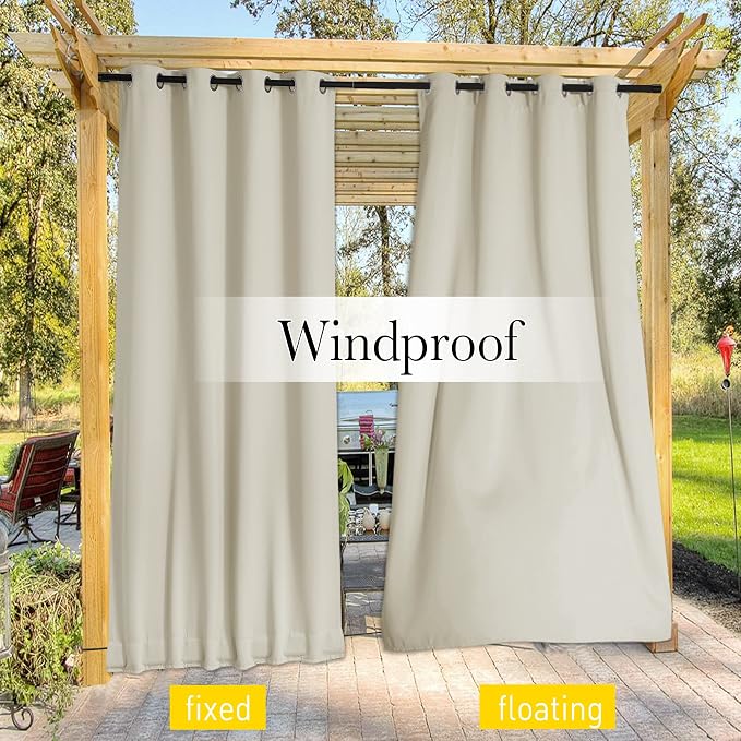 NICETOWN 2 Panels Weighted Blackout Curtains Patio Waterproof Outdoor Curtains - Image 5