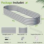 2PCS 8x2x1ft Galvanized Metal Raised Garden Bed Kit, Outdoor Planter Box - Image 2
