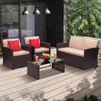 4-Piece Patio Furniture Set, Wicker Outdoor Rattan Sectional Sofa - Image 7