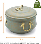 Sedona Hose Pot with Lid, Brass Accents, holds up to 100-Feet of Hose By Good - Image 4
