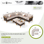 Sophia & William Half Moon Patio Furniture Set 8 Piece Outdoor Sectional Sofa - Image 7