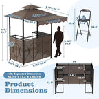 Outdoor Grill Gazebo with Patio Bar Set, Double-Tier BBQ Shelter with Side - Image 8