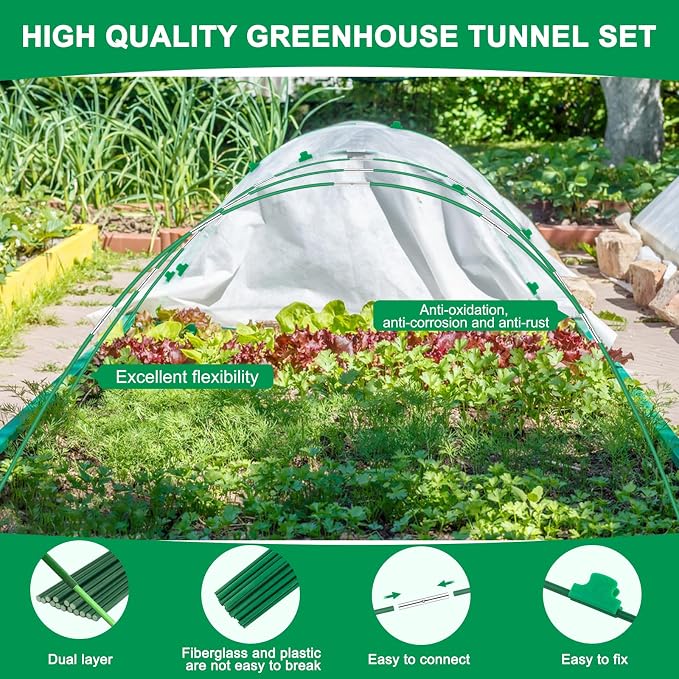Greenhouse Hoops Grow Tunnel, 6 Sets of 8FT Long Garden Hoops - Image 5