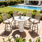 Patio Swivel Bar Stools Set of 4, Outdoor Rattan Height Bar Patio Swivel Chairs - Image 2