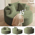 Oversized Round Chair Lounge Chaise Indoor, Upholstered Corduroy Deep Seat - Image 8