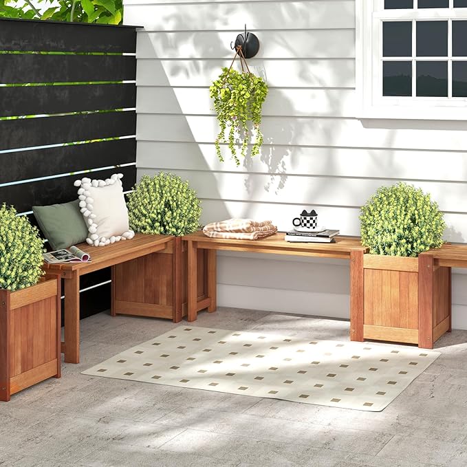 Giantex 2-in-1 Outdoor Bench - Image 2