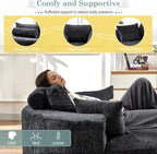 Oversized Round Chaise Longue Chair Indoor, Modern 55-inch Upholstered Chenille - Image 4