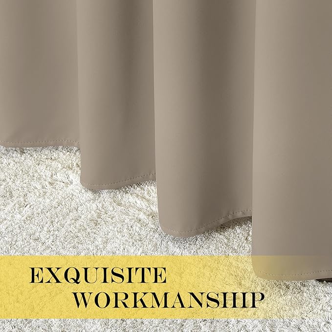 NICETOWN Taupe Blackout Curtains 84 inch Length, Grommet Top Room Darkening - Image 4