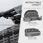 Outsunny 4-Piece Outdoor Rattan Furniture Set, Round Convertible Patio Daybed - Image 4