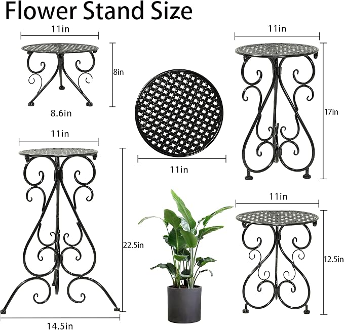 4-Pack Metal Plant Stand for Indoor Outdoor, Heavy Duty Flower Pot Stands for - Image 2