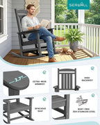 SERWALL Outdoor Rocking Chair Set of 4, HDPE Patio Rocking Chair, All-Weather - Image 5