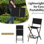 COSTWAY Outdoor Patio Bar Chair Set of 4, Folding Bar Height Stool - Image 3
