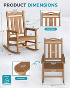 Ciokea Oversized Outdoor Rocking Chairs Set of 3, 380lbs Heavy-Duty Large Patio - Image 3