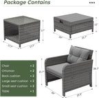 LHBcraft Outdoor Furniture 5 Piece Patio Conversation Set, PE Rattan Patio Set - Image 6