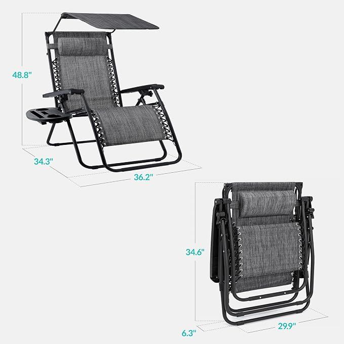 Best Choice Products 30” Wide Folding Zero Gravity Outdoor Recliner Patio - Image 2