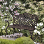VINGLI 42.5" Patio Garden Bench Outdoor Metal Rose Loveseat, Cast Iron Cast - Image 7