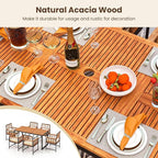Tangkula 7 Pieces Patio Dining Set, Outdoor Acacia Wood Table and Chairs - Image 3