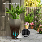 Outsunny Tall Planters for Outdoor Plants Set of 3, 28 in Taper Planters - Image 5