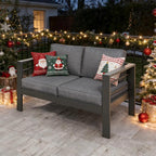 Kiss the Water Outdoor Patio Furniture Loveseat Sofa, All-Weather Metal - Image 9