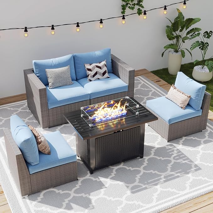 Wisteria Lane Patio Furniture Set, 2 Pieces Wicker Outdoor Furniture Patio Couch - Image 2