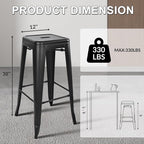 Elevon 30 Inches Metal Bar Stools, High Backless Stools, Indoor Outdoor - Image 3