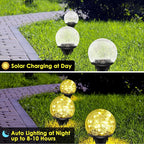 Solar Garden Lights, 2 Pack 60 LED Cracked Glass Solar Globe Lights Outdoor - Image 5