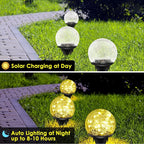 2 Pack 60 LED Solar Garden Lights Outdoor Decoration, Cracked Glass Solar Globe - Image 4