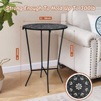 25" Height Side Table, 18inch Round Metal Outdoor Patio Bistro Table, Weather - Image 2