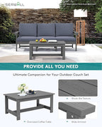 SERWALL HDPE Patio Sofa Set, 4-piece Outdoor Sectional Furniture Set, All - Image 7