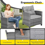 Tangkula 3 Pieces Patio Furniture Set, Outdoor PE Rattan Conversation Chair Set - Image 6