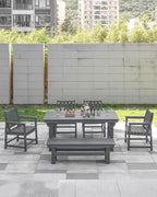 HDPE Outdoor Dining Set of 6, Patio Dining Table Set - Image 2