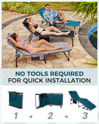 KingCamp Oversized Tanning Chair, Extra-Wide Padded Folding Chase Lounge Chairs - Image 9