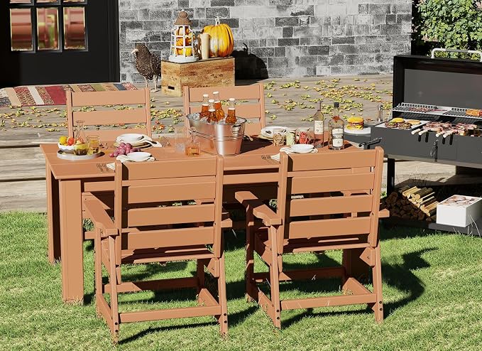 GREENVINES Outdoor Dining Chair | HDPE | Patio Chairs | All-Weather | Teak - Image 3