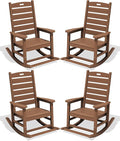 SERWALL Outdoor Rocking Chair Set of 4, Oversized HDPE Patio Rocking Chair by SERWALL