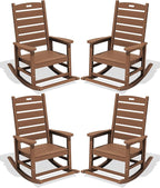 SERWALL Outdoor Rocking Chair Set of 4, Oversized HDPE Patio Rocking Chair by SERWALL