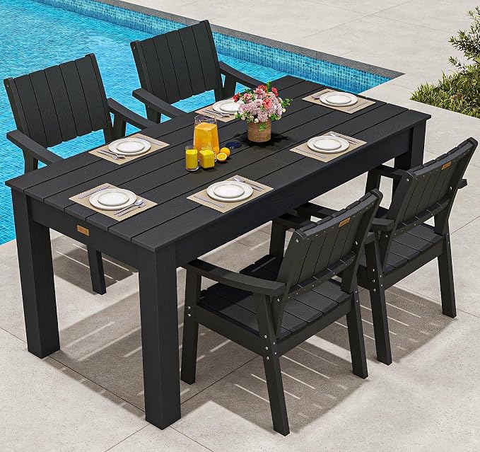 ZHUSI Patio Table and Chairs Set, Outdoor Table and Chairs, HDPE Outdoor Dining by ZHUSI