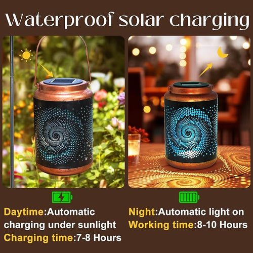 4 Pack Solar Lanterns Outdoor Hanging Metal Waterproof LED Lantern - Image 2