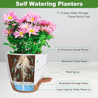 Flower Pots, 8/7/6.5/6/5.5/5 Inch Self Watering Planters - Image 2